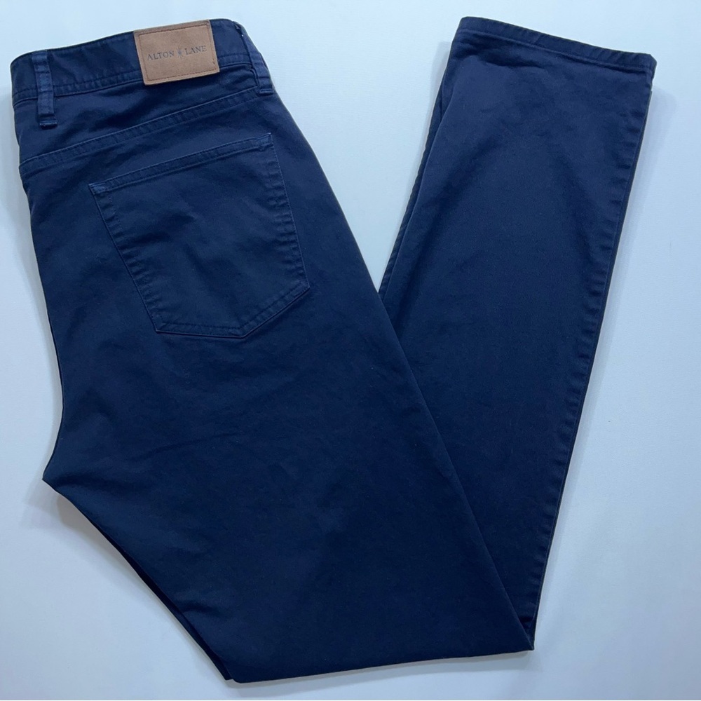Alton Lane Pants Mens Size 34 Slim Five Pocket Chino Blue Stretch 33 in Inseam - Picture 15 of 15